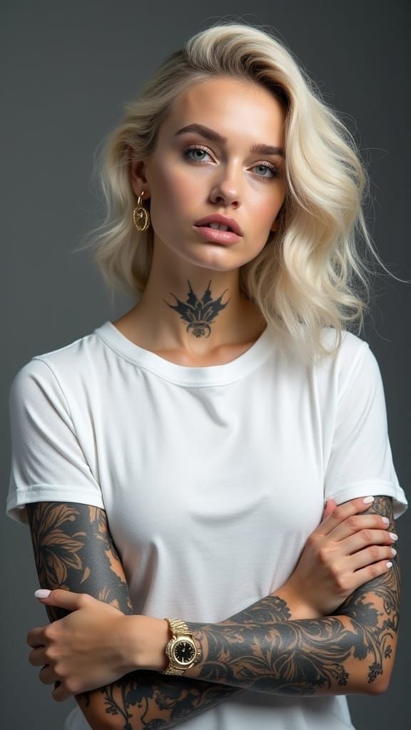 Empowered Blonde Woman with Edgy Elegance