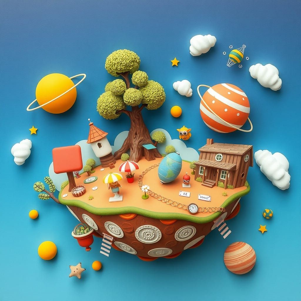 Whimsical Galaxy of Tiny Planets in Vibrant Colors