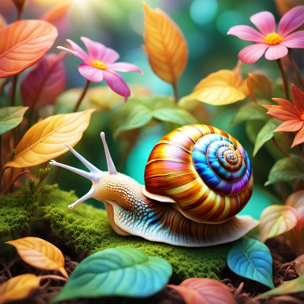 Ethereal Snail Emerges in Vibrant Digital Art