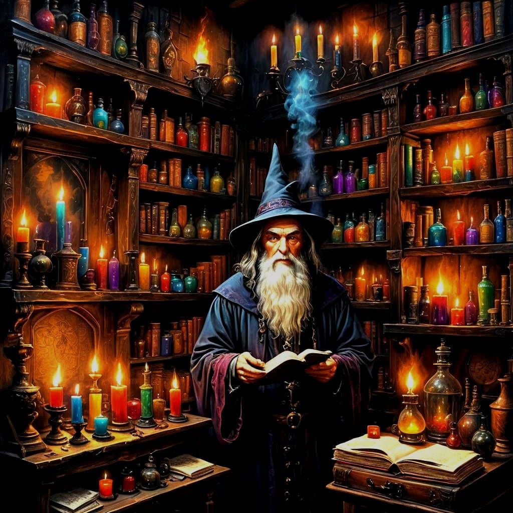 Candlelit Wizard Chamber Scene