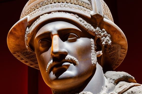 Ancient Greek General Portrait in Minoan Colors