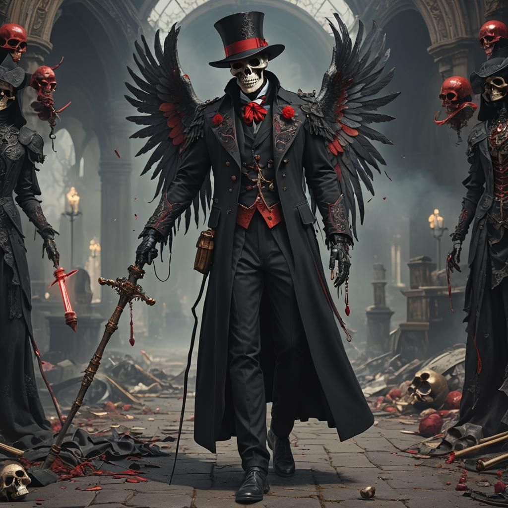 Angel of Death in Victorian Suit, Detailed Matte Painting