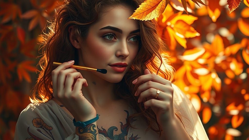 Female Tattoo Artist in Autumnal Portrait