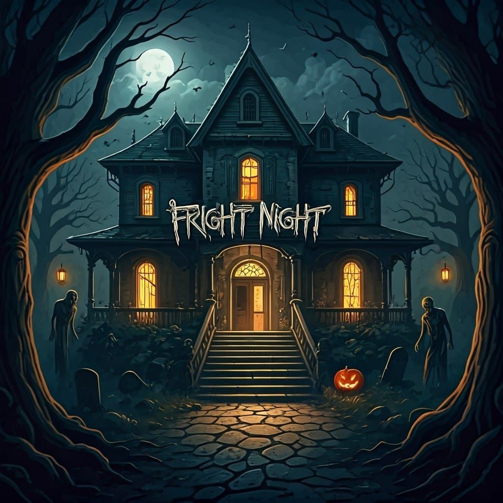 Eerie Haunted House with Ghosts and Zombies