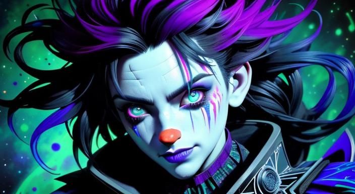 Eerie Clown Portrait in Surreal Fantasy Style