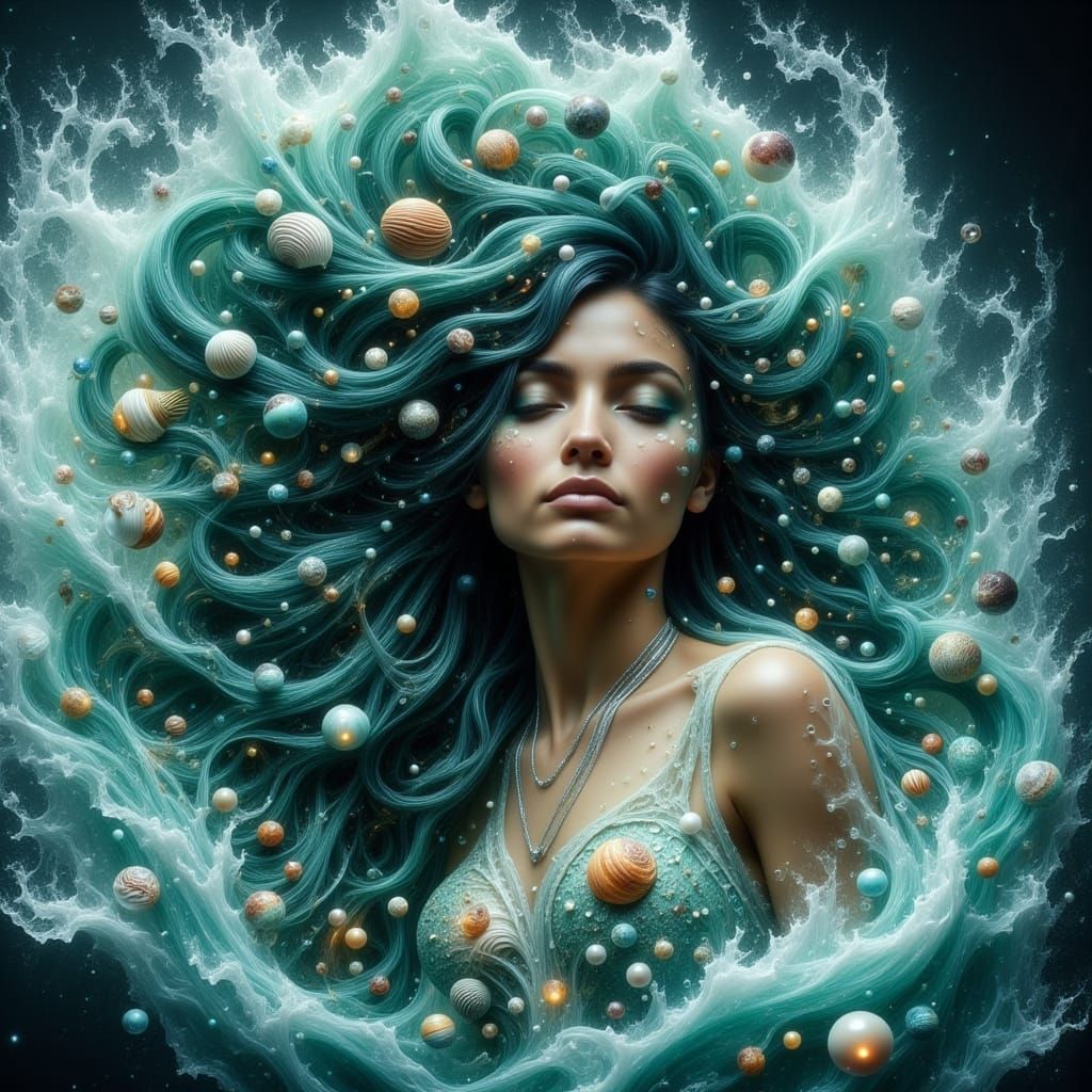 Woman's Hair as Hurricane in Abstract Style