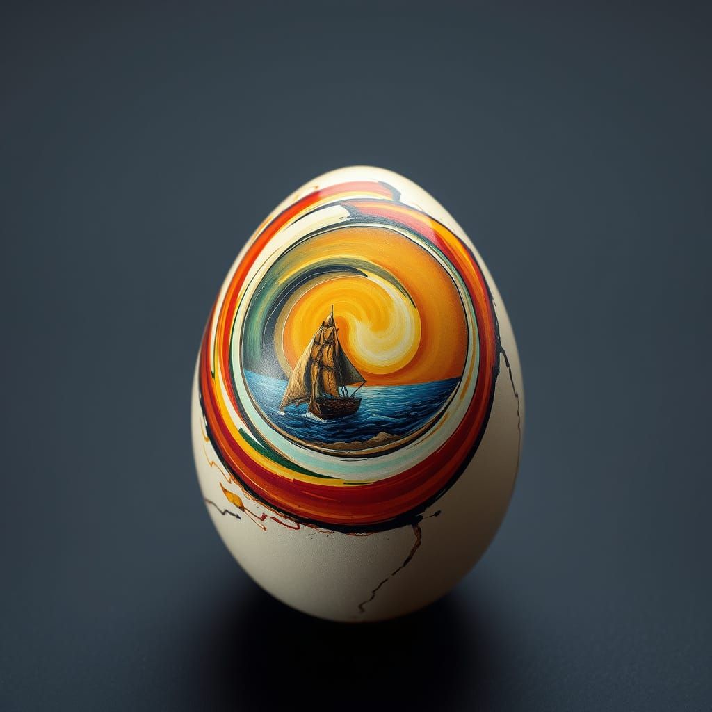 Surreal Eggshell Masterpiece in Photorealistic Style