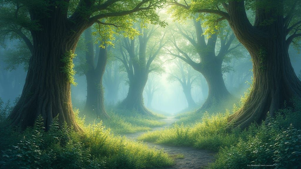 Dreamlike Forest in Ethereal Light