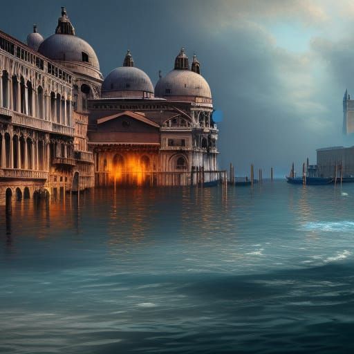Venice Underwater: Detailed Matte Painting in 8K