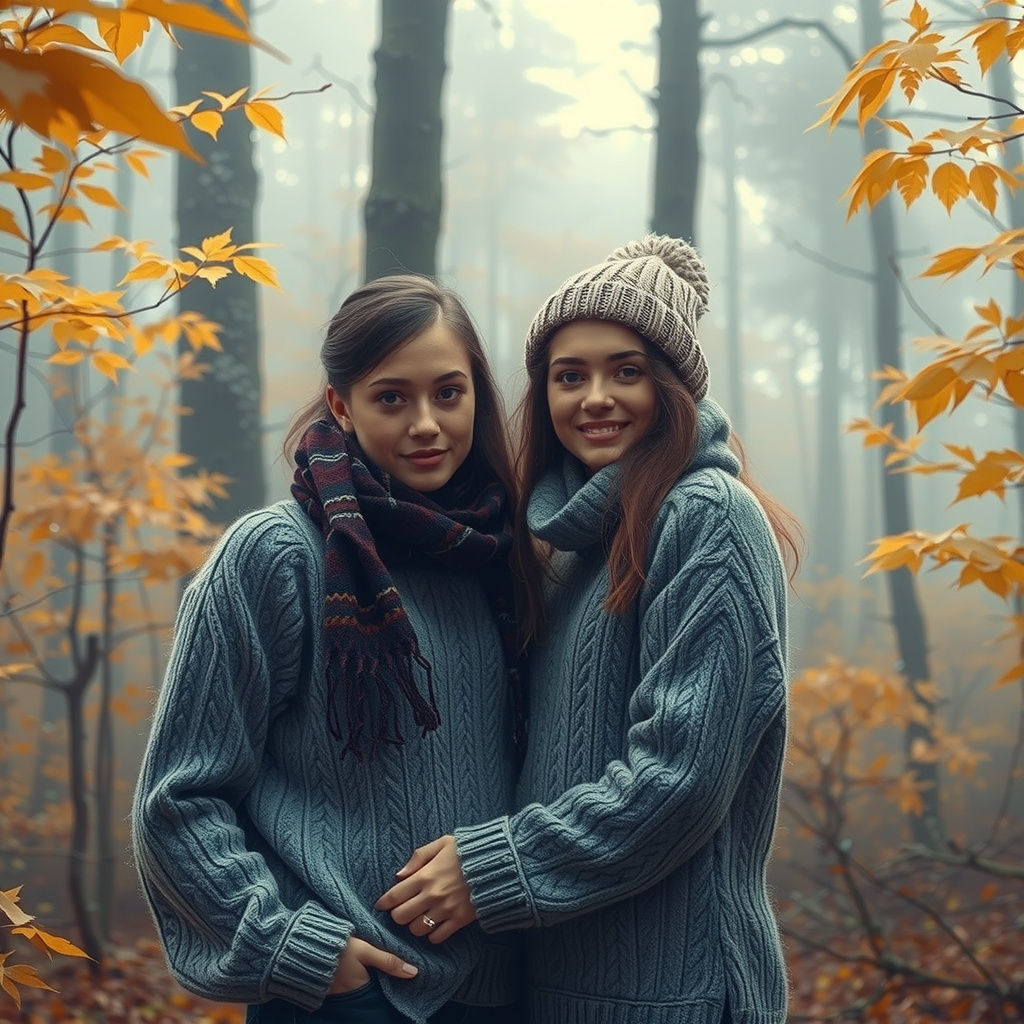 Couple in Misty Forest, Impressionistic Surrealism