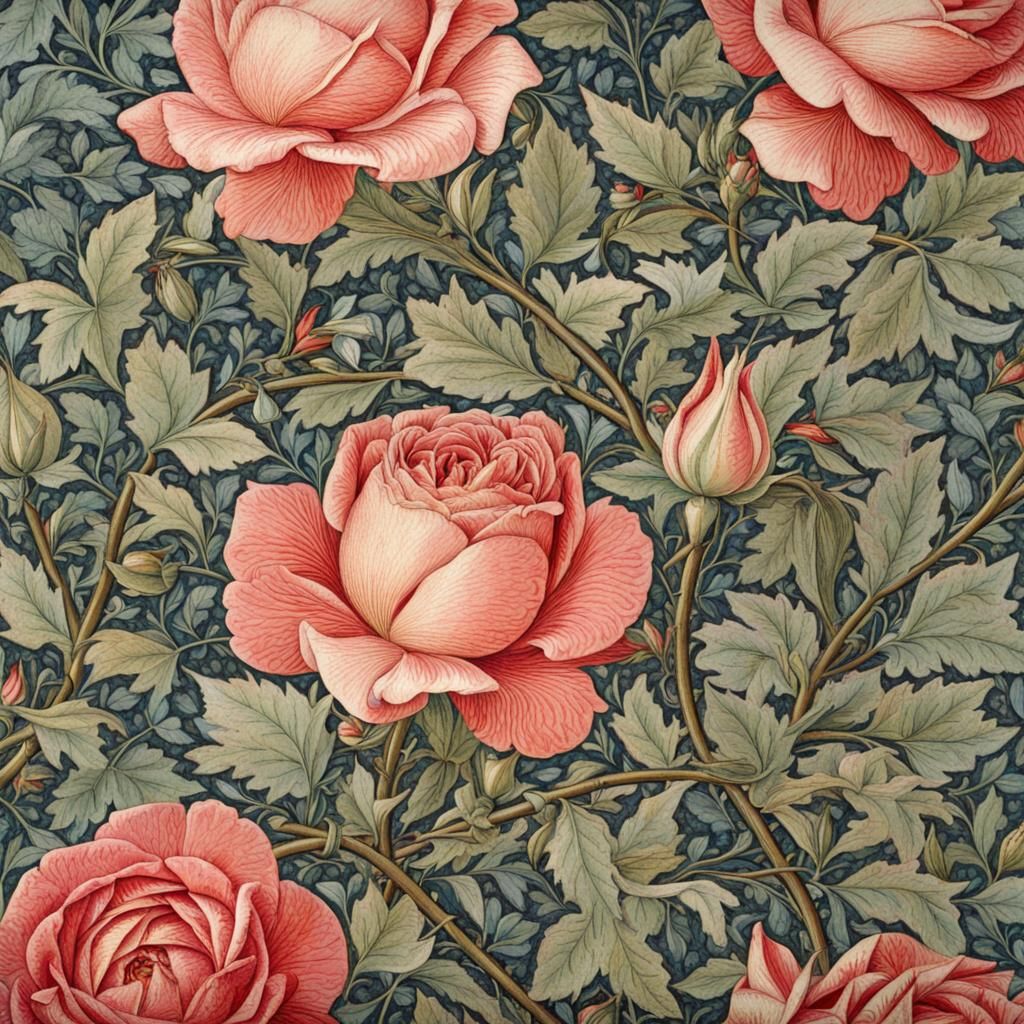 Rose in William Morris Style