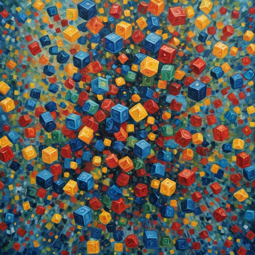 Hypercube Dreamscape in Expressionist Impasto Style