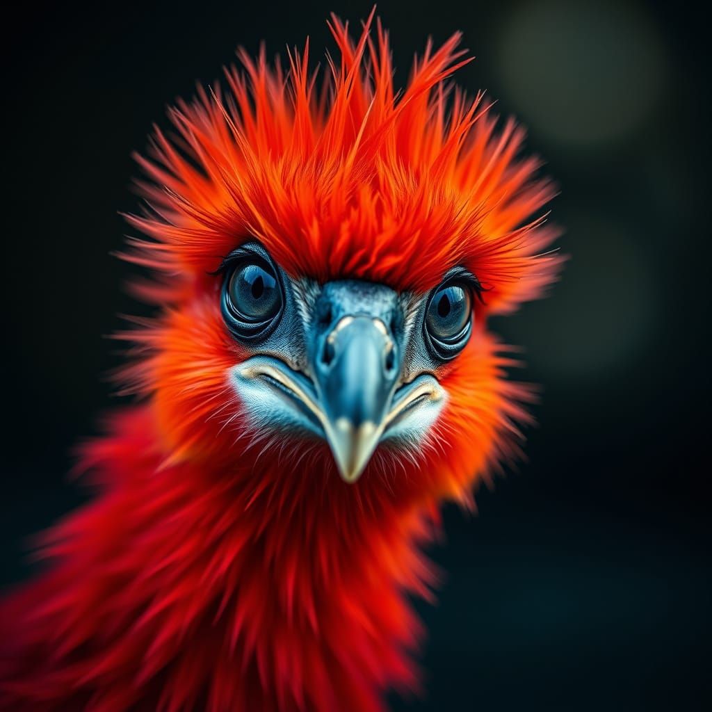 Creature with Fire-Red Fur: Professional Photography Portrai...