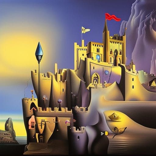 Surreal Castle Revealed by Lightbulb, Dali Style