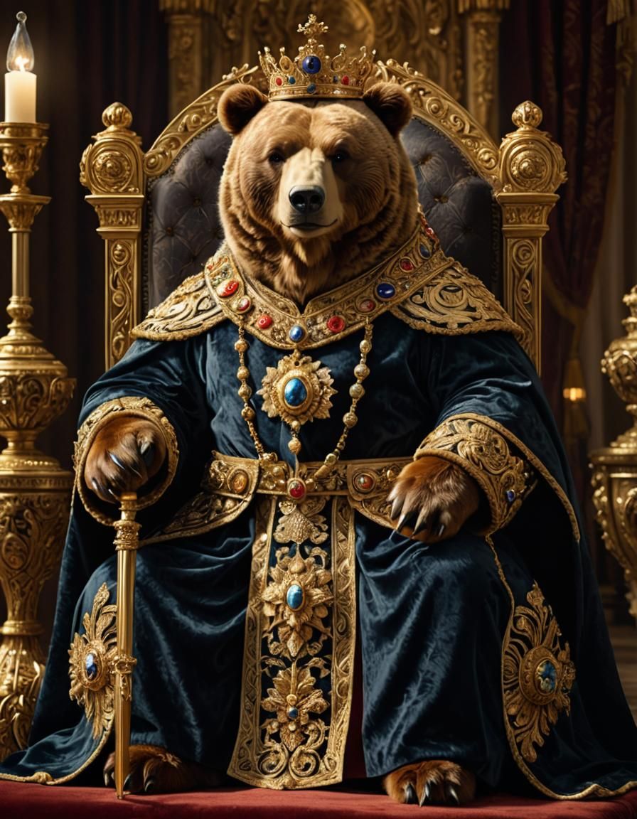 Majestic Bear Emperor in Opulent Attire