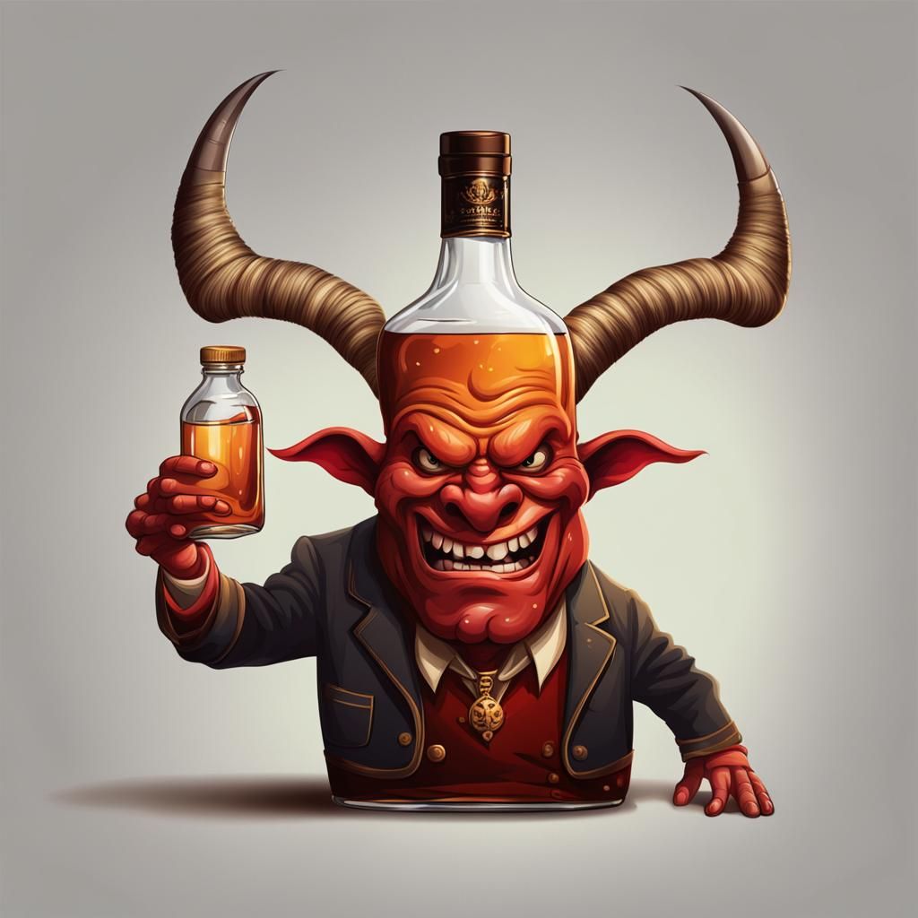 Anthropomorphic Scotch Bottle with Devil Horns