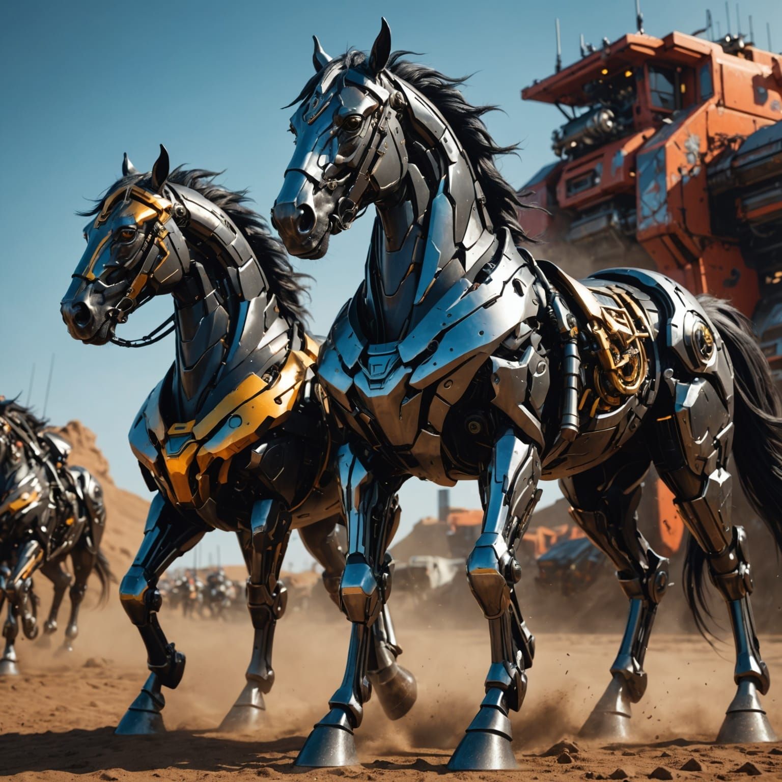 Mecha ebony horses