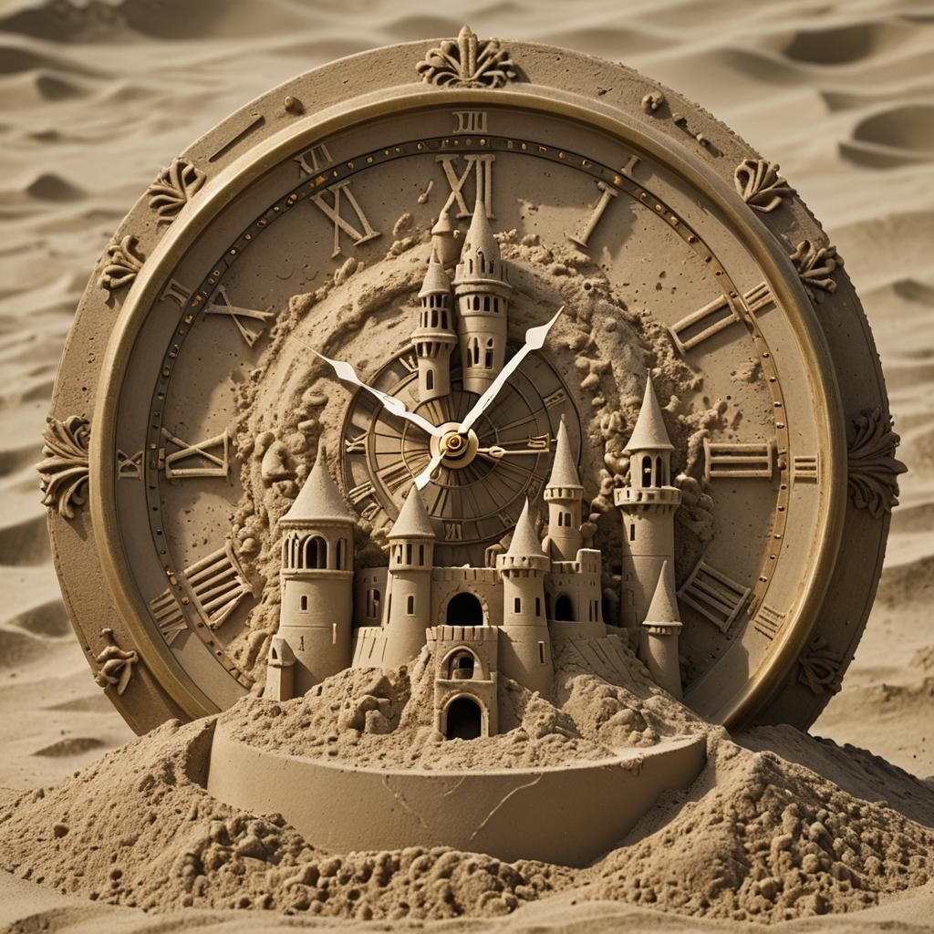 Sandcastle Clock: Ephemeral Time on the Beach