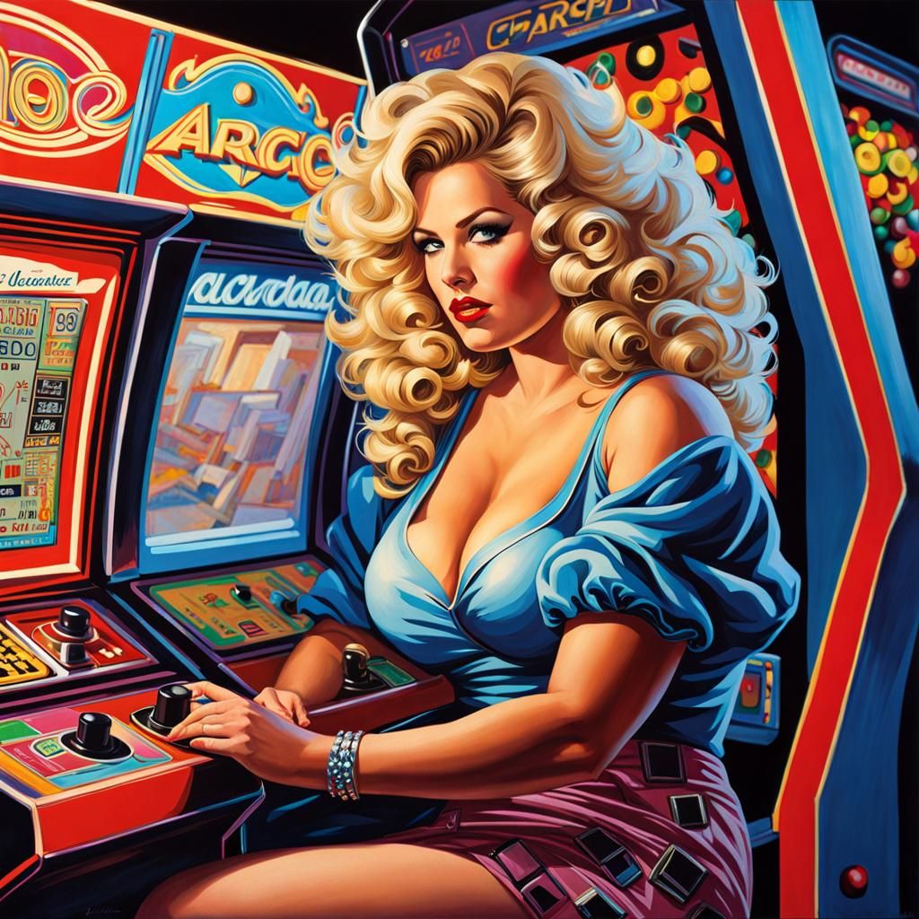 Plus Size Pinup Plays 80s Arcade Game