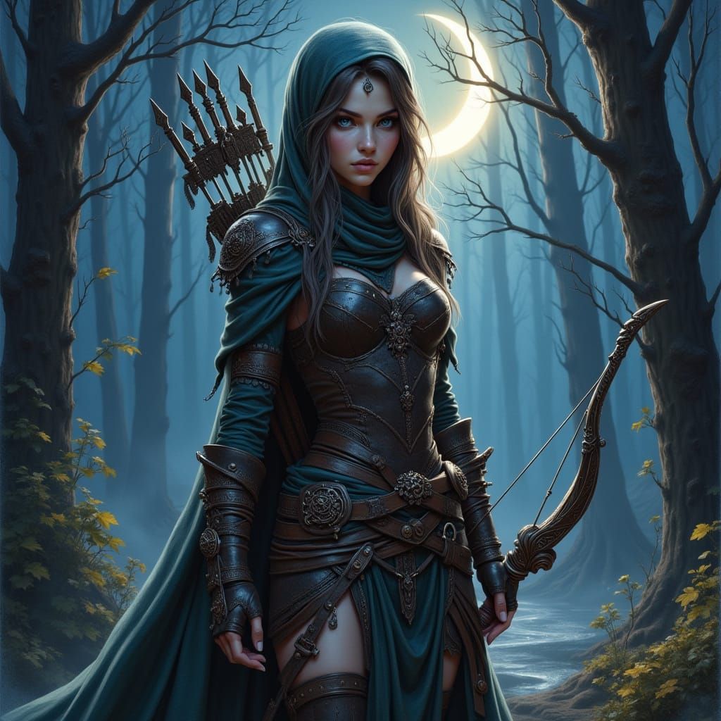 Wood Elf Rogue in a forest, ready to mess things up