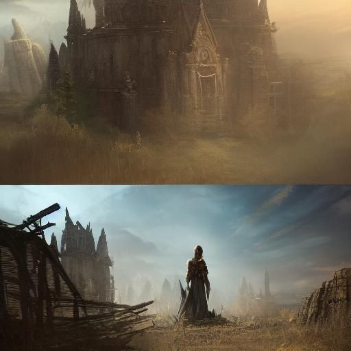 Princess Peach in Dark Fantasy Post-Apocalyptic Anime Art