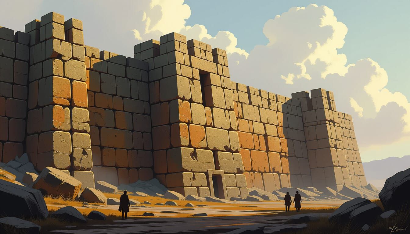 Ancient Stone Wall Inspired by Stalenhag and Mead