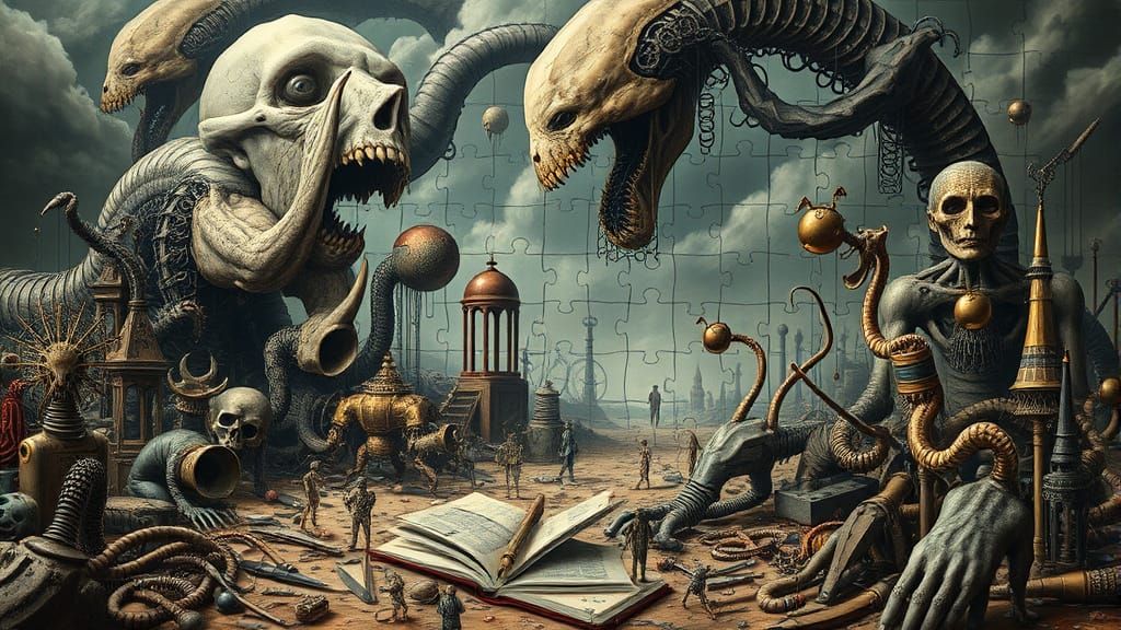 Surreal Scene of Contradictory Details in a State of Perfect...