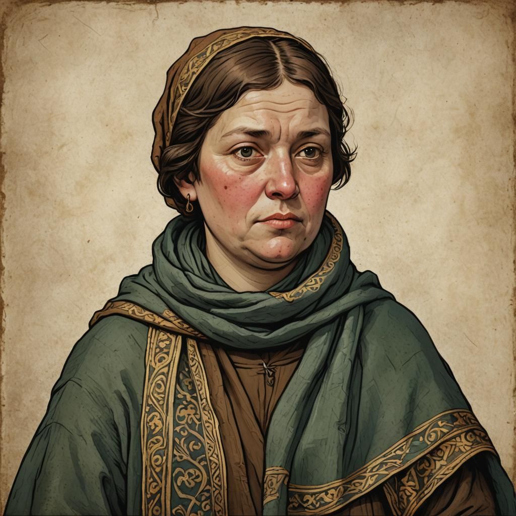 Medieval Woman with Scarf Portrait