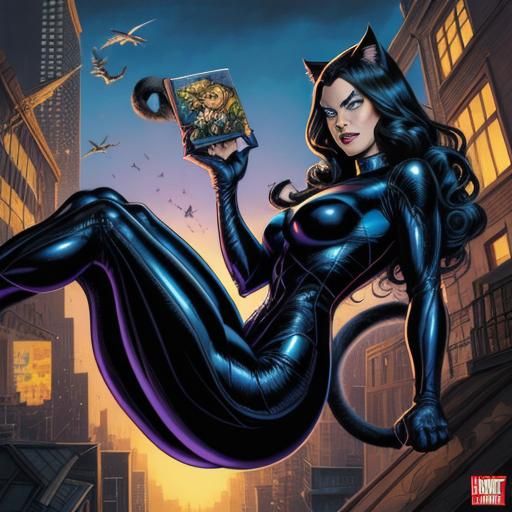 Cat Woman in Comic Book Style