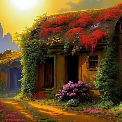 Ivy-Covered Deserted Stone Huts