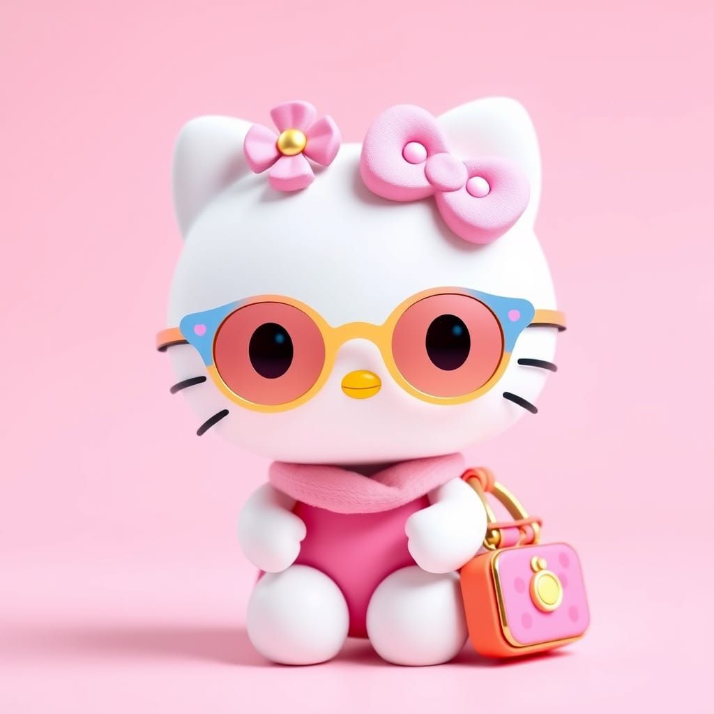 Cute Hello Kitty in Pastel Pink Wonderland