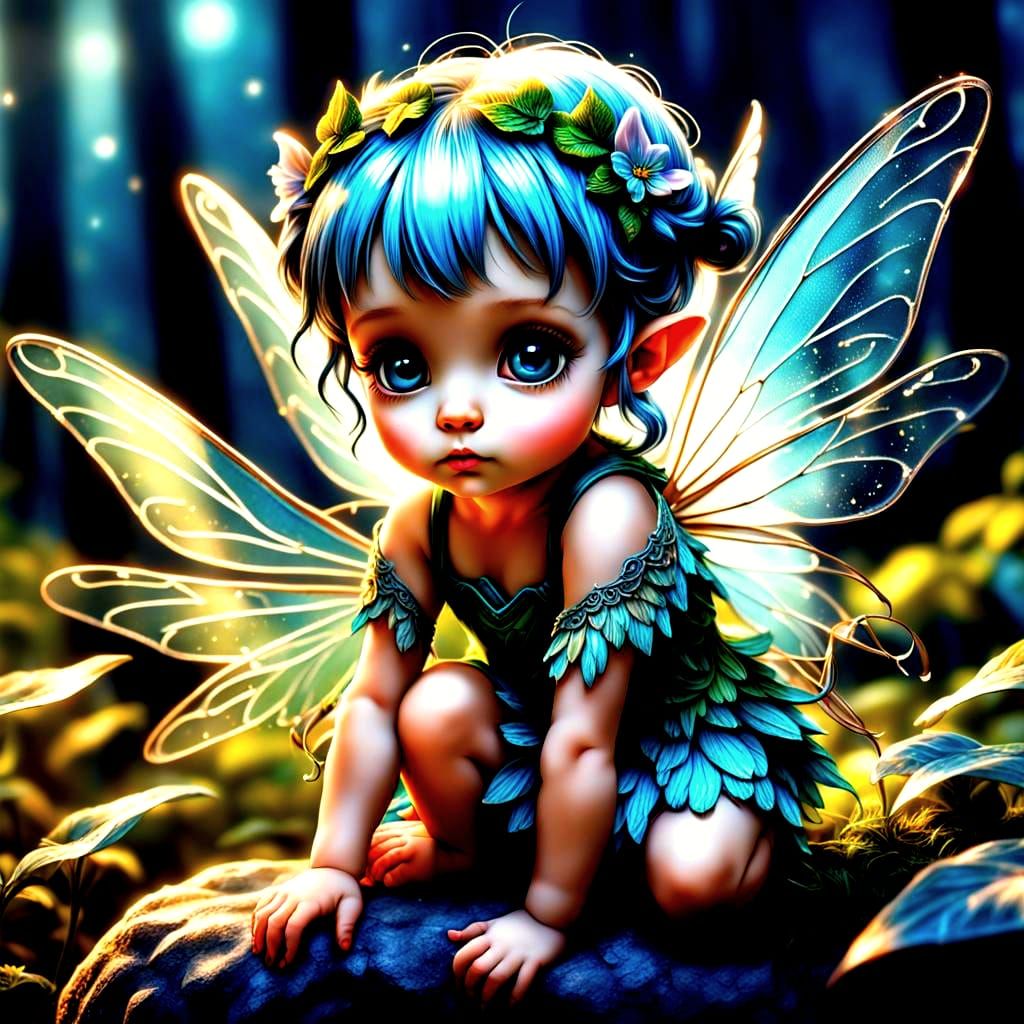 Adorable Baby Fairy with Beautiful Wings in HDR