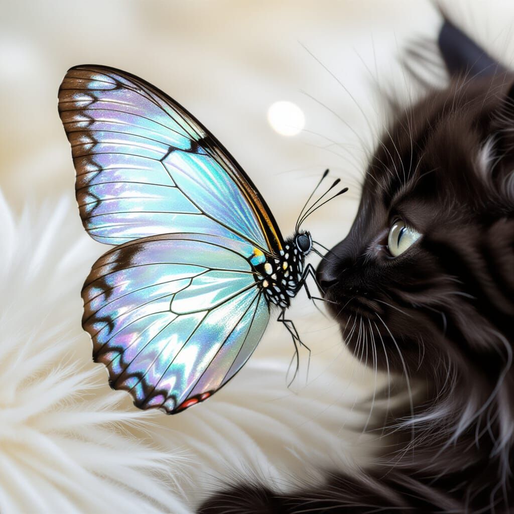 Luminous Butterfly on Kitten's Nose