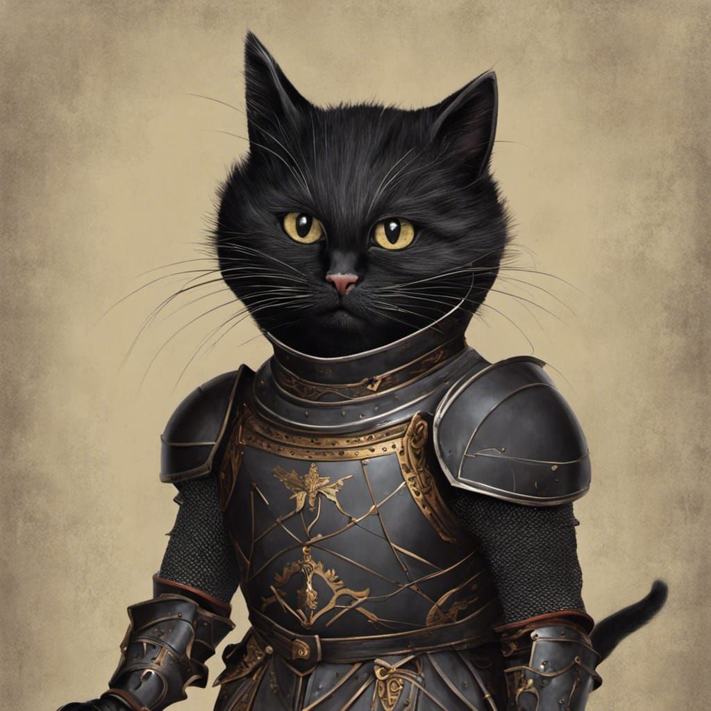 Cat Black Knight Inspired by Monty Python