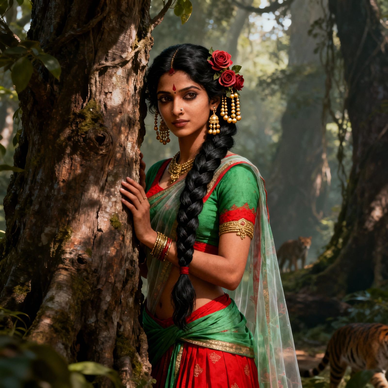 Aranyani: Hindu Goddess of Forests in Cinematic Style