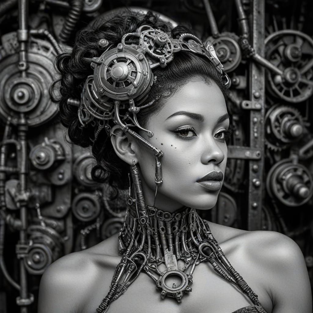 Steampunk Pinup Monster in 1900s Asylum