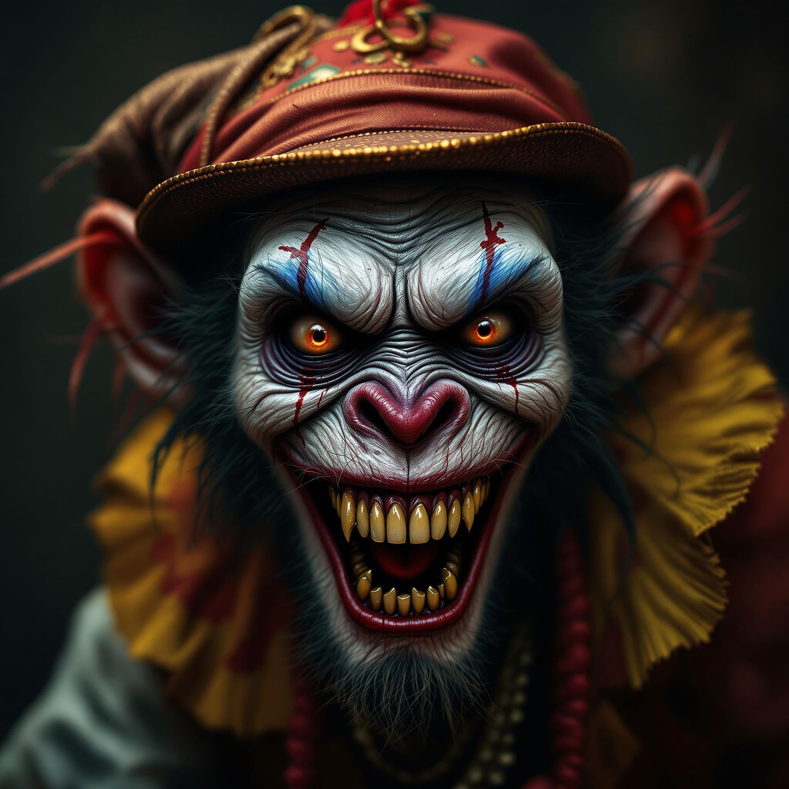 Zombie Monkey Clown Rapper with Gold Teeth