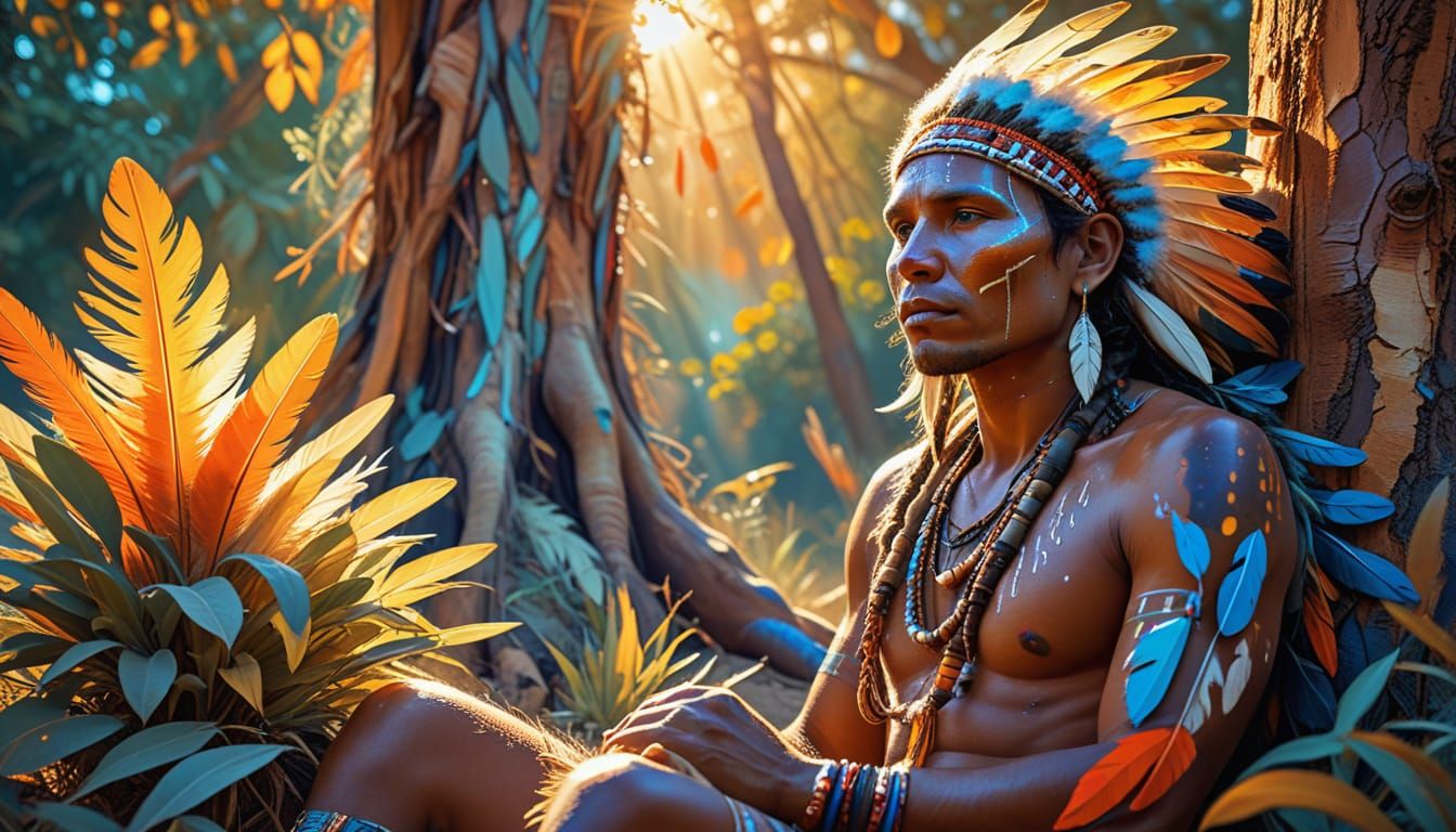 Dreamlike Sage Aborigines in Vibrant Fauvist Style