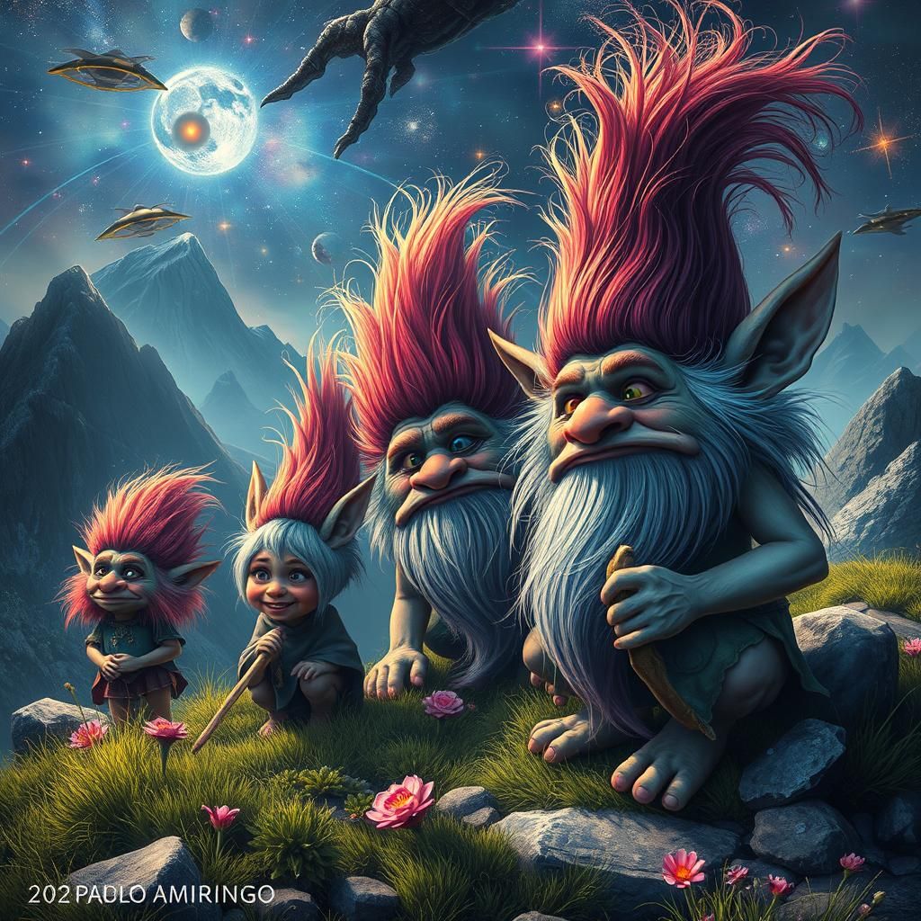 Troll Family in Holographic Astral Cosmic Style
