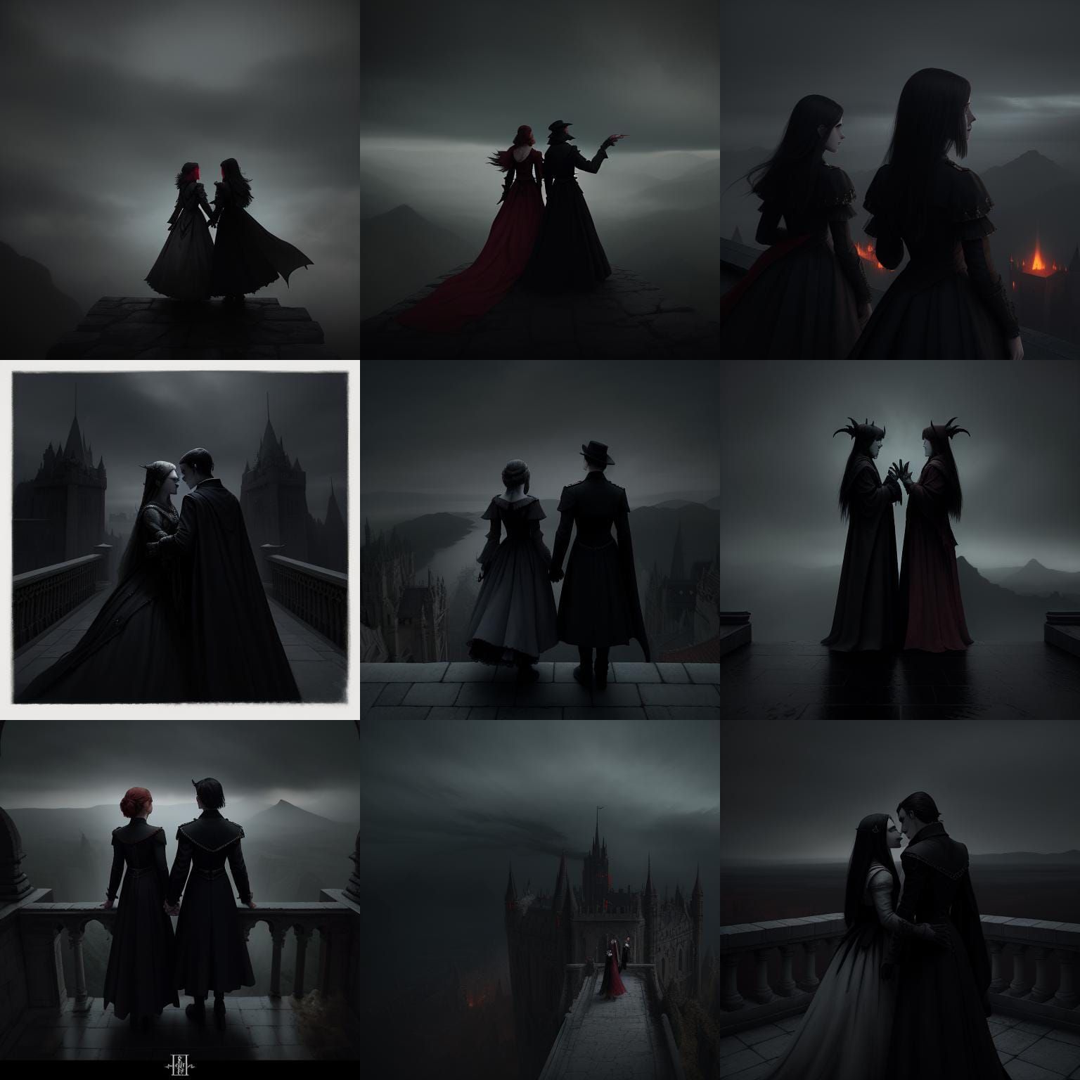 Vampire Lovers Overlook the Abyss: Cinematic Film Still