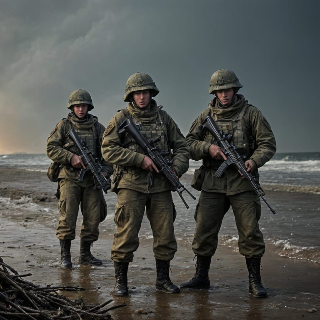 Soldiers in Intense Battle Scene