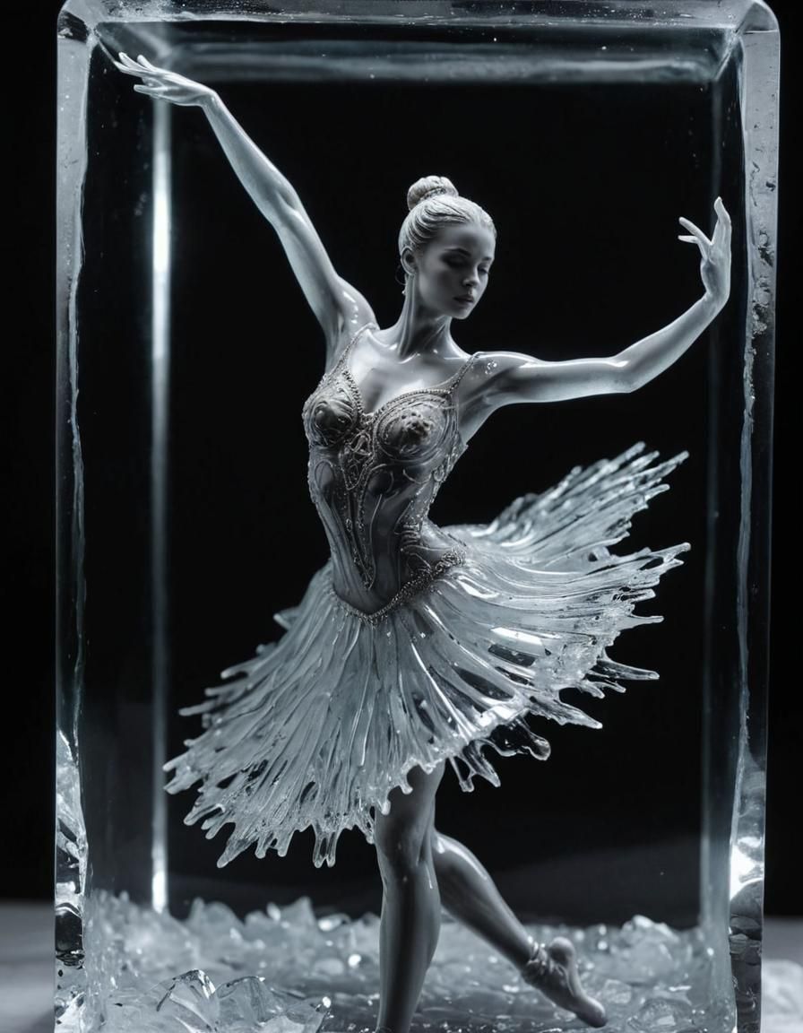 Epic Crystal Ballerina Ice Sculpture: Dark Art