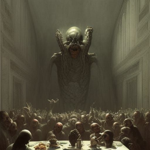 Dark Horror Scene in the Style of Gustave Doré