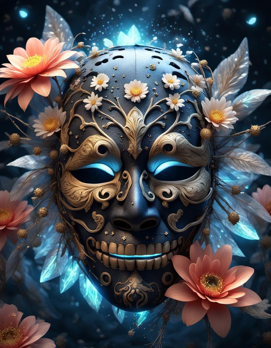 Nightmare Mask with Sparkling Floral Ornament