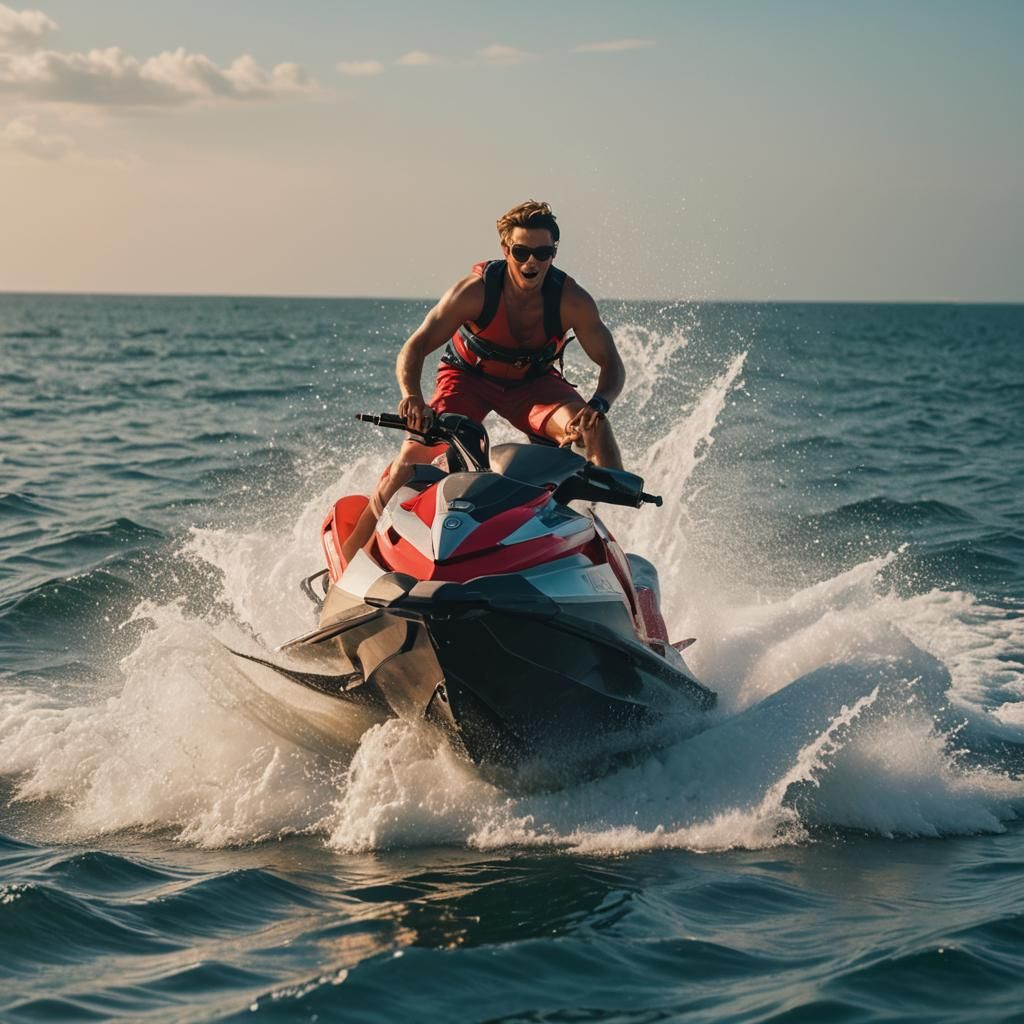 Jet Ski Action Sports in 35mm Film Style