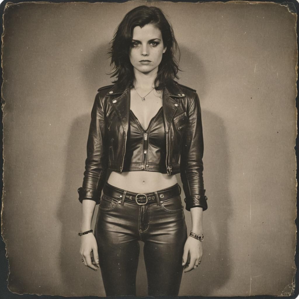 Punk Woman in Leather: Seventies Polaroid Style