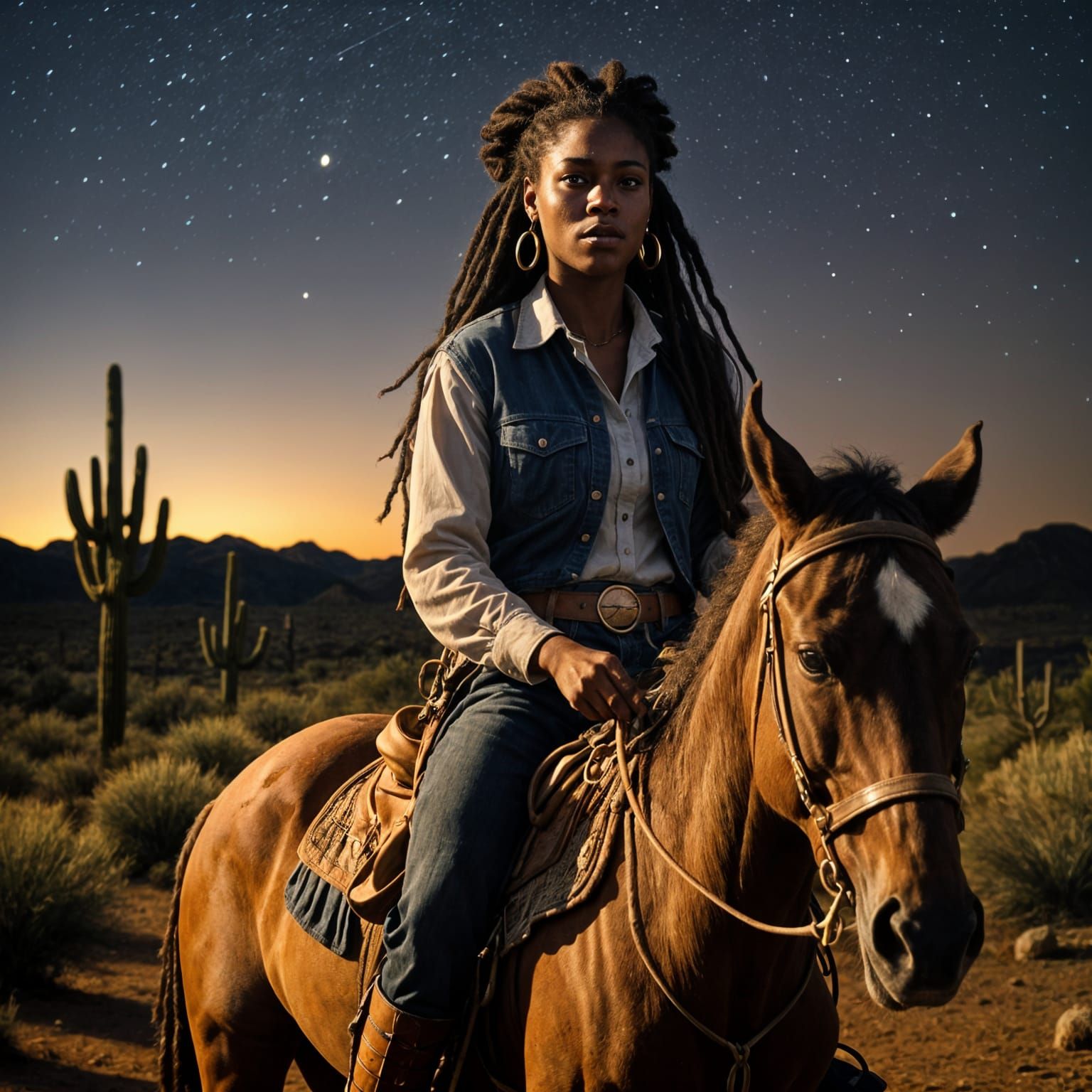 Sultry Desert Pioneer Rides into Sunset