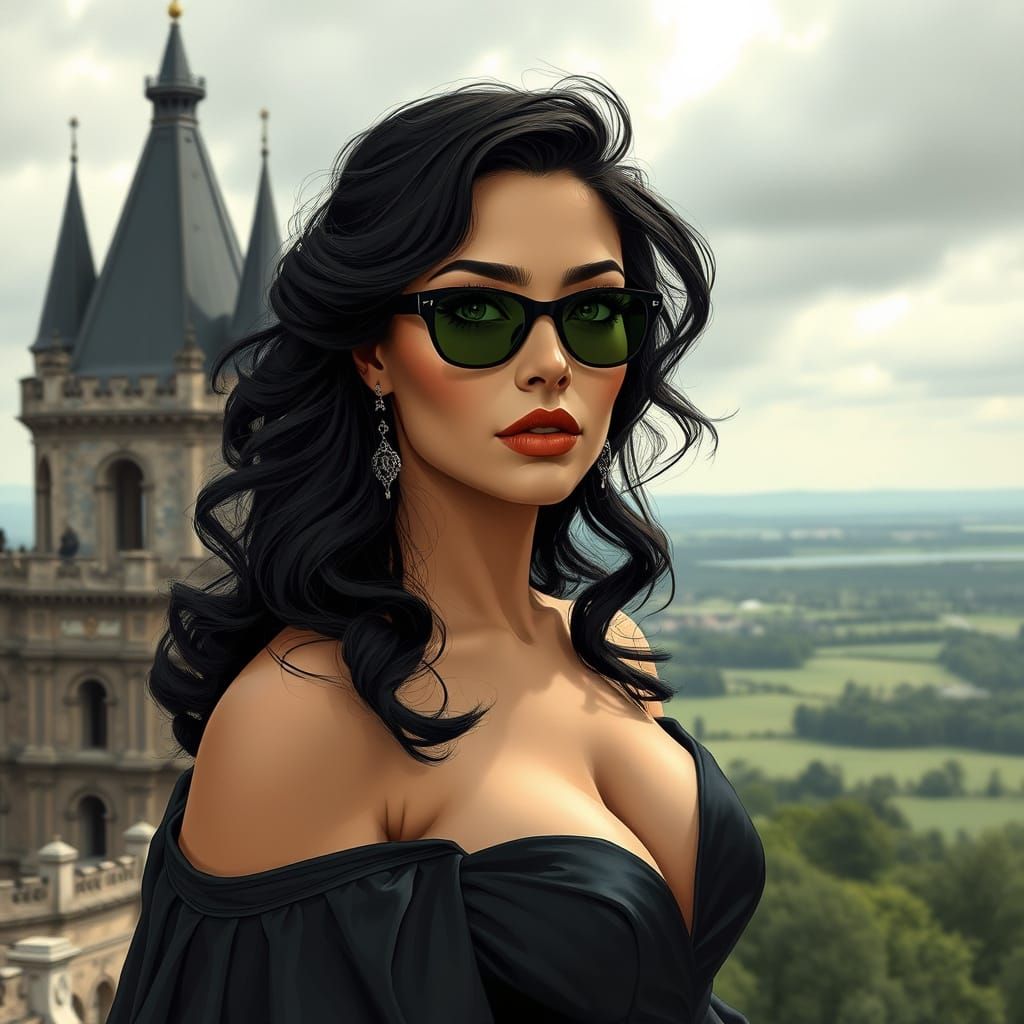 Glamorous Curvy Princess Portrait in Fantasy Style