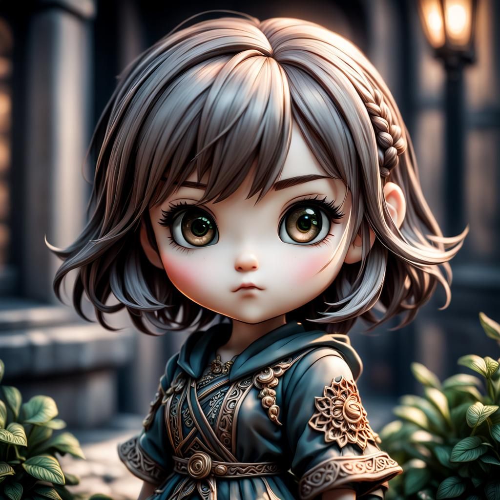 Hyperrealistic Chibi Girl in High Definition