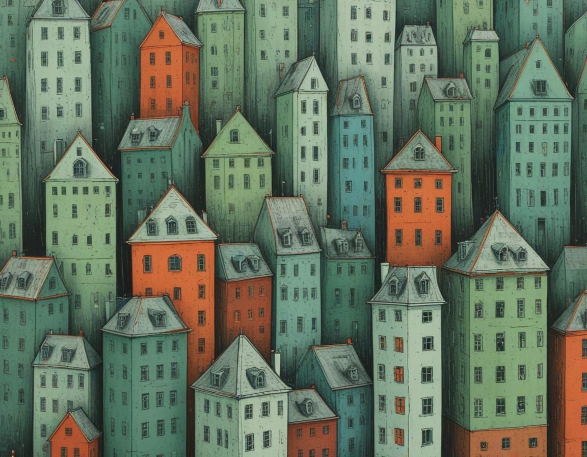 Urban Impressionist Cityscape in Muted Colors